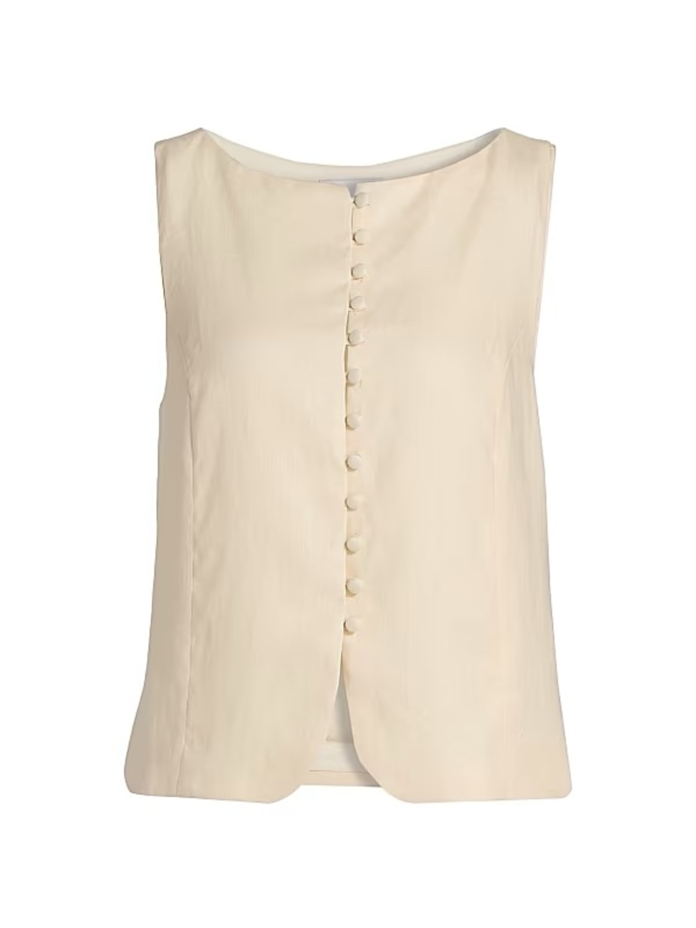 Reformation “Addison” Cream Linen Vest/Shell top with covered buttons - Picture 2 of 4
